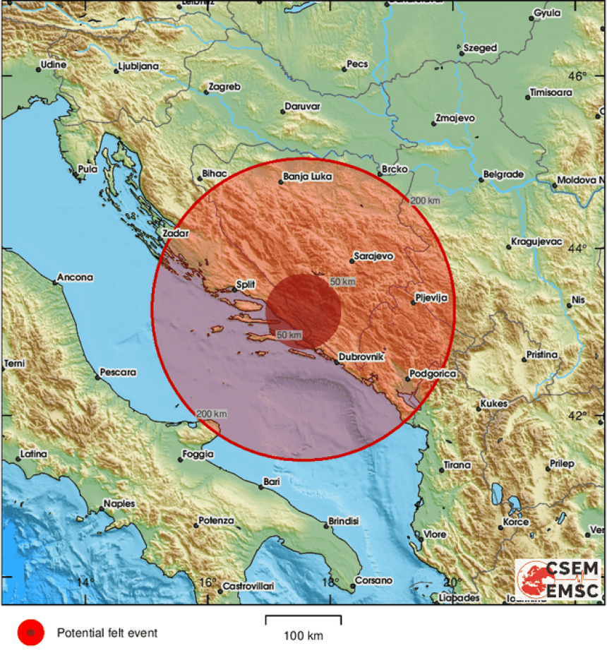 Zemljotres jačine 4,4 stepena pogodio Hercegovinu
