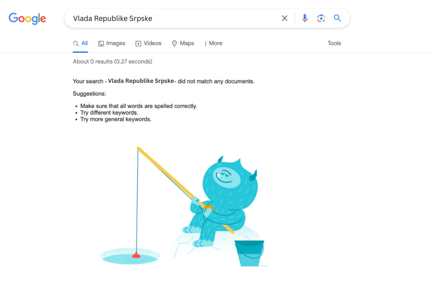 Google izbrisao sajtove institucija Republike Srpske