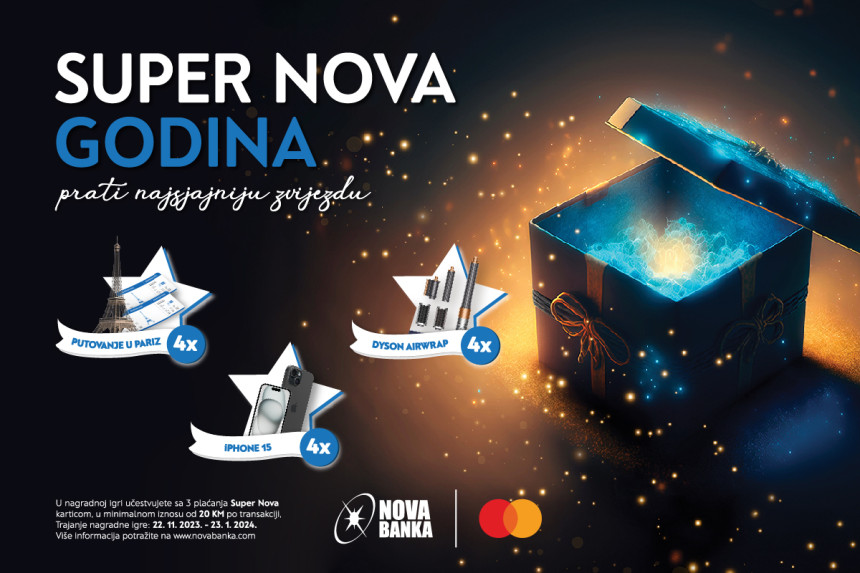 Praznično nagrađivanje Nove banke i Mastercarda: Pokrenuta nagradna igra „Super Nova godina“