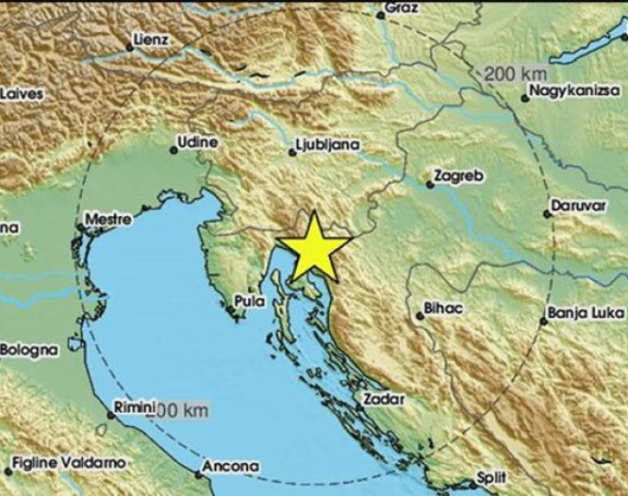 Кварнер погодио земљотрес јачине 3,4 степена