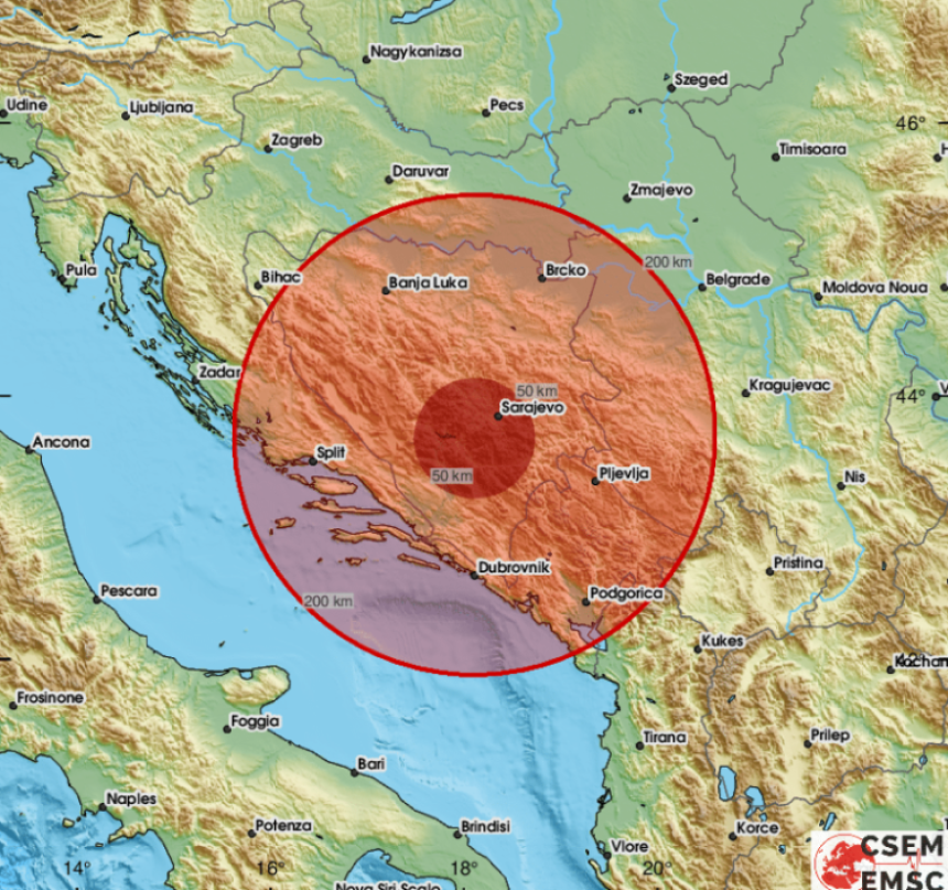 Jak zemljotres i danas pogodio BiH i Crnu Goru