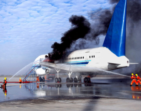 Avion se zapalio na pisti, putnici hodali po krilu (VIDEO)