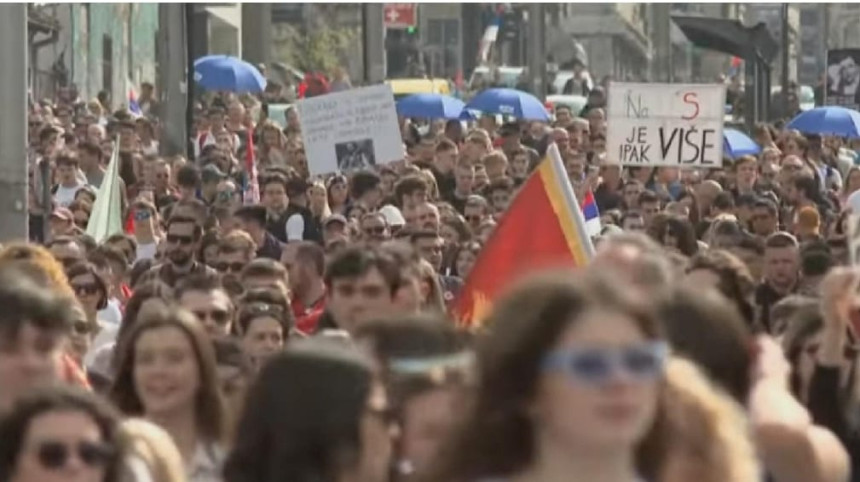 Protest studenata blokadera i građana na Slaviji u Beogradu