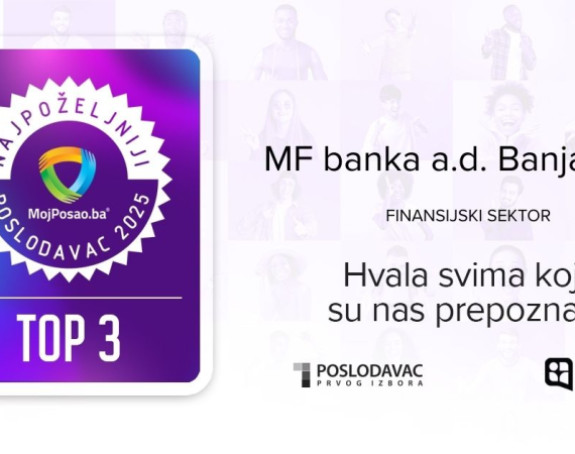 Veliki uspjeh domaće banke: MF banka među TOP 10 u BiH