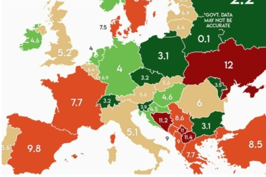 Погледајте како изгледа европска мапа незапослености