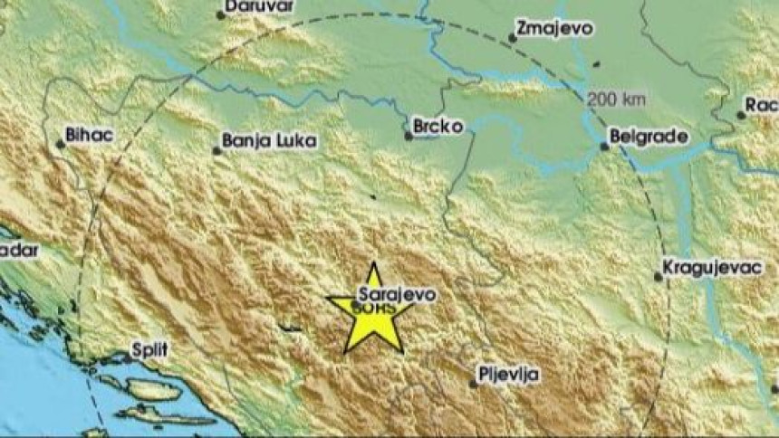 Zemljotres jačine 3 stepena pogodio područje Sarajeva