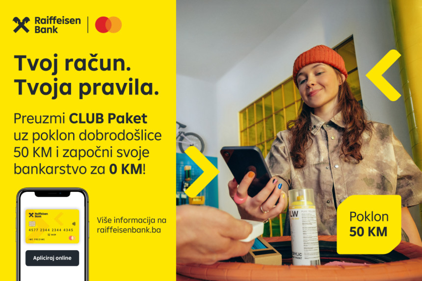 Tvoj račun. Tvoja pravila. Vrijeme je za Raiffeisen CLUB paket!