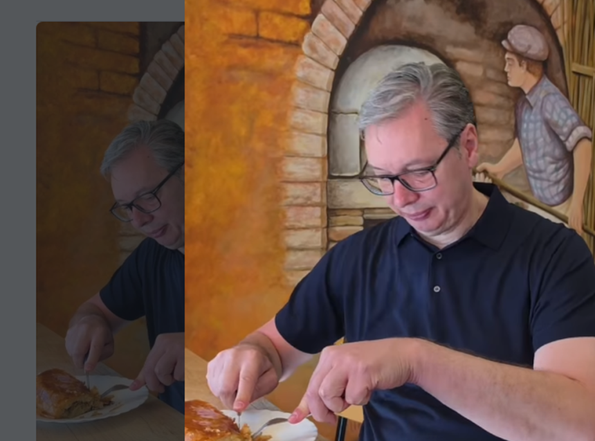 Mala pauza: Vučić svratio na burek i čašicu razgovora