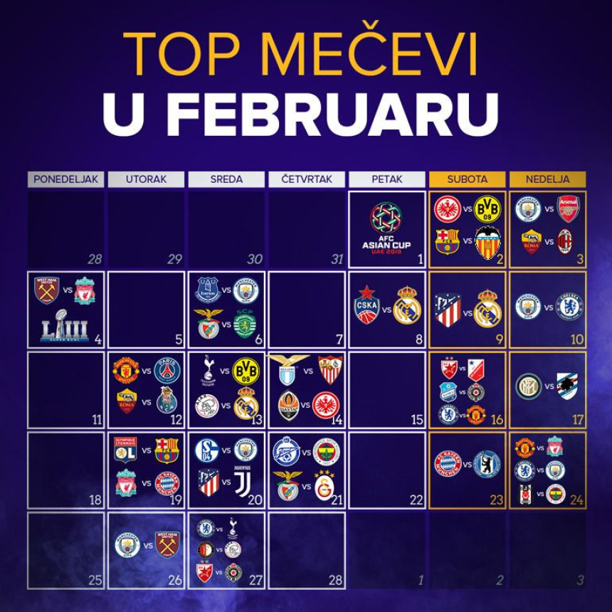 Šta nas čeka u februaru? LŠ, Superliga, vječiti derbi...