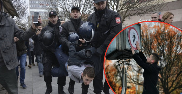 "Zabrana prolaza za pješake" na Trgu Krajine