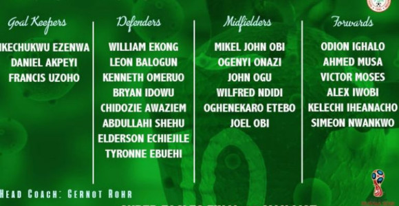 Konačan spisak Nigerije za SP...