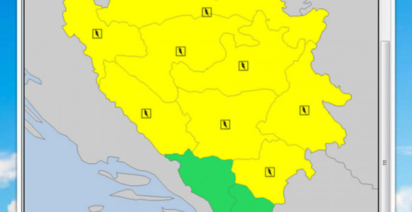 Žuti meteoalarm za područje BiH