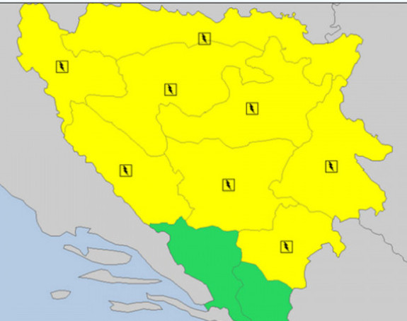 Žuti meteoalarm za područje BiH