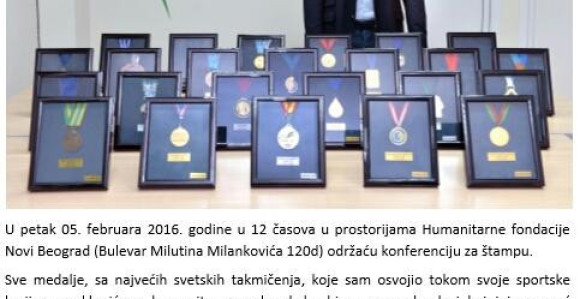 Šapić poklanja sve svoje medalje!