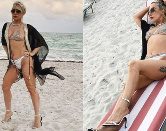 Ledi Gaga na plaži u štiklama