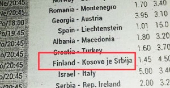 SP: "Finska protiv Kosovo je Srbija"!