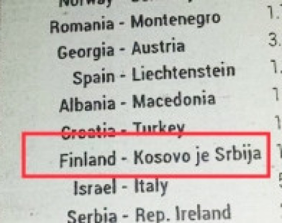 SP: "Finska protiv Kosovo je Srbija"!