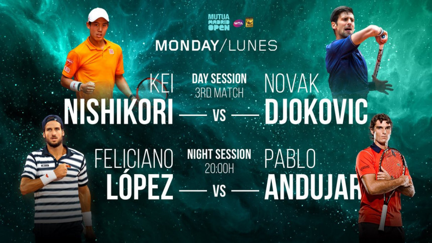 Madrid: Novak sa Nišikorijem u ponedeljak popodne!