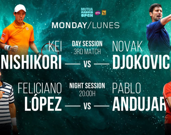 Madrid: Novak sa Nišikorijem u ponedeljak popodne!