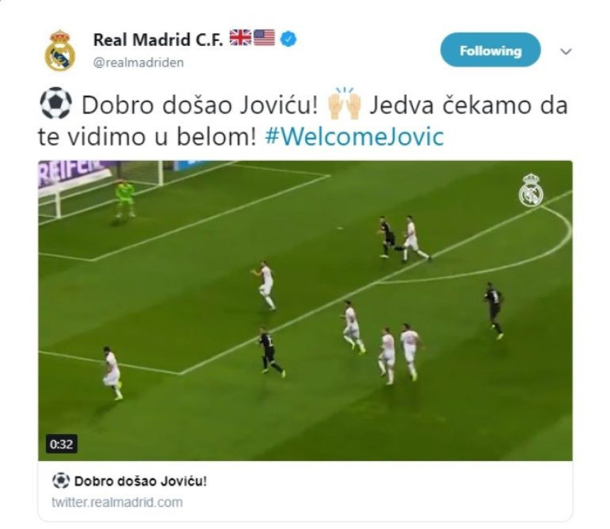 Joviću dobrodošlica na srpskom i poruka...