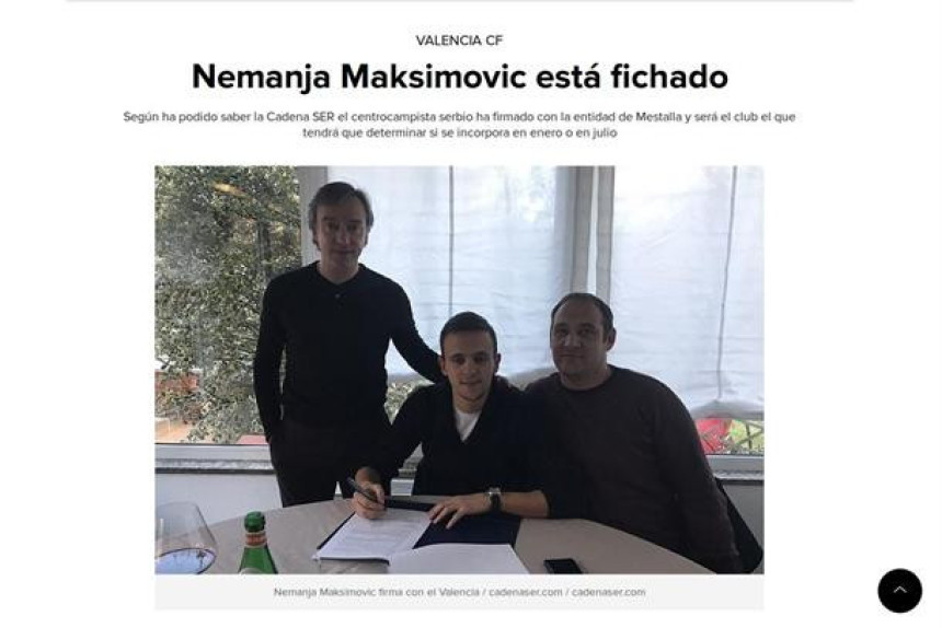 Потврђено: Немања Максимовић у Валенсији!