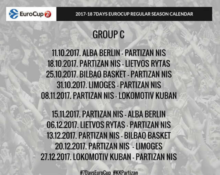 Evrokup - raspored: Partizan počinje u Berlinu!