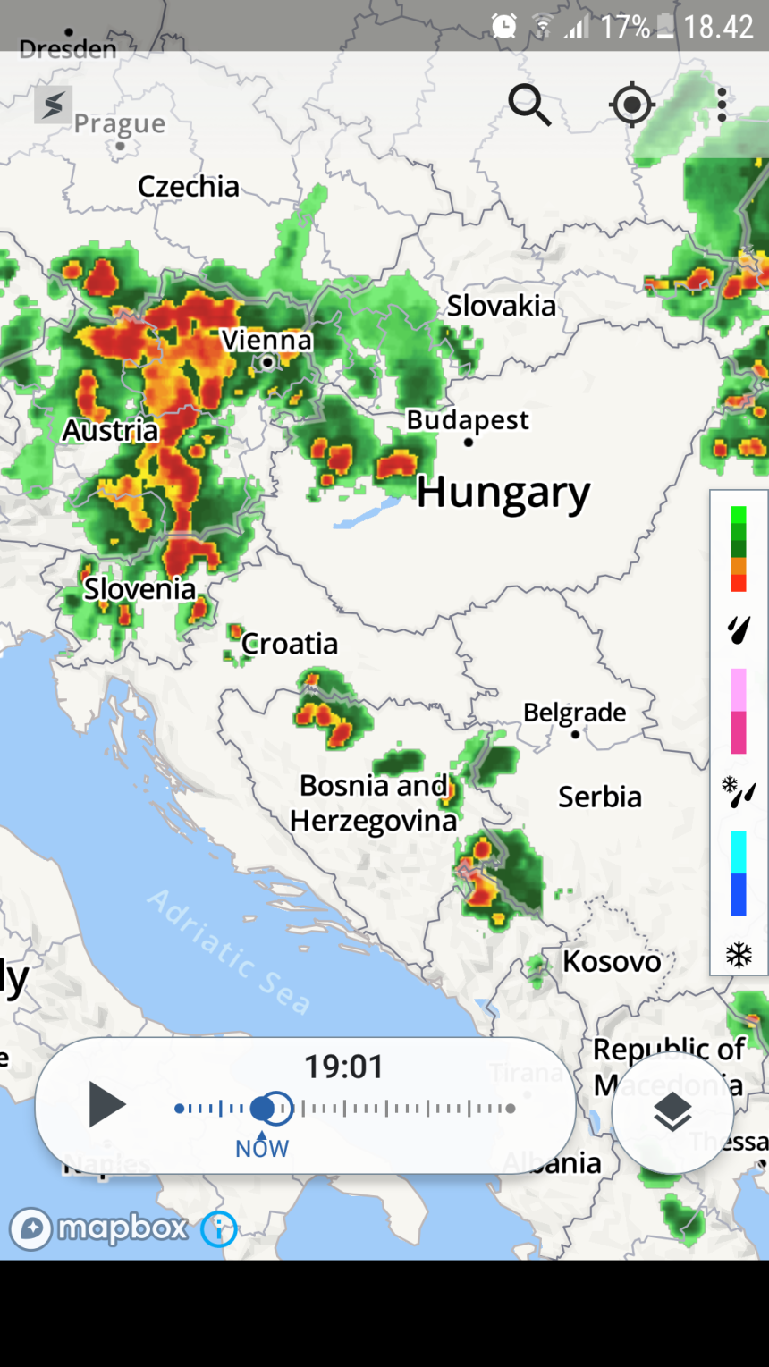 Narednih dana kiša i grmljavine
