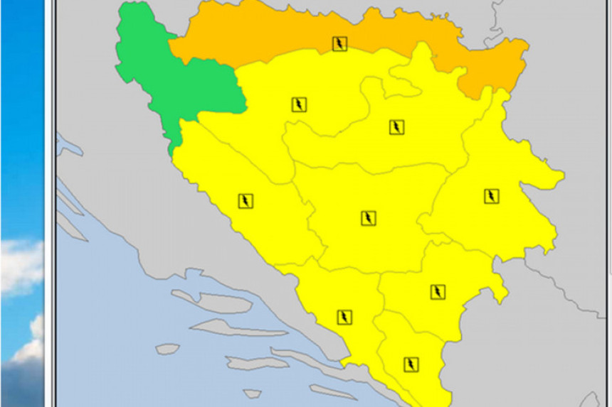 Prognoza: Upaljen žuti meteo-alarm 