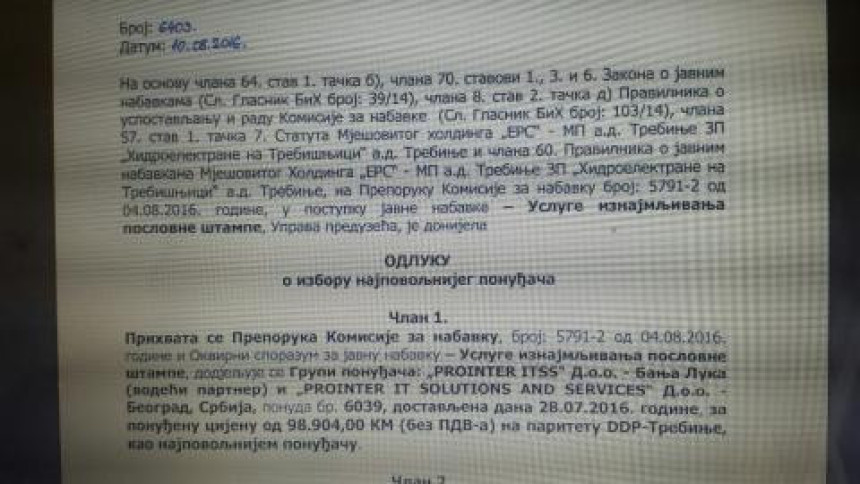 "ХЕТ Додиковој фирми пребацио 100.000 КМ"