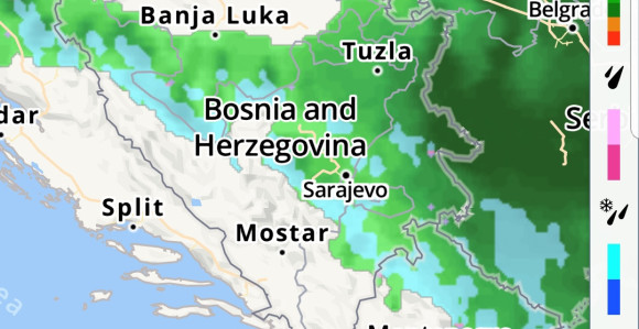 Trenutni radarski prikaz u BiH