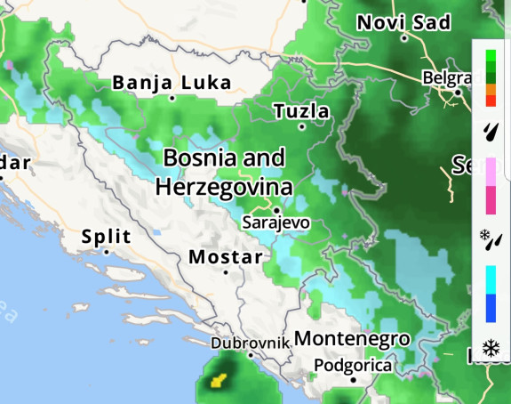 Trenutni radarski prikaz u BiH