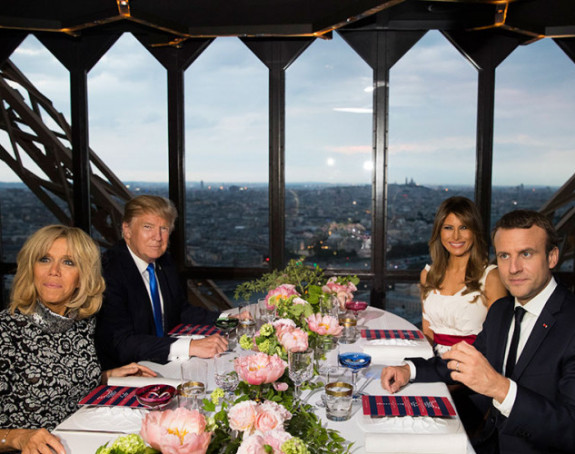 Tramp i Makron na Ajfelovoj kuli