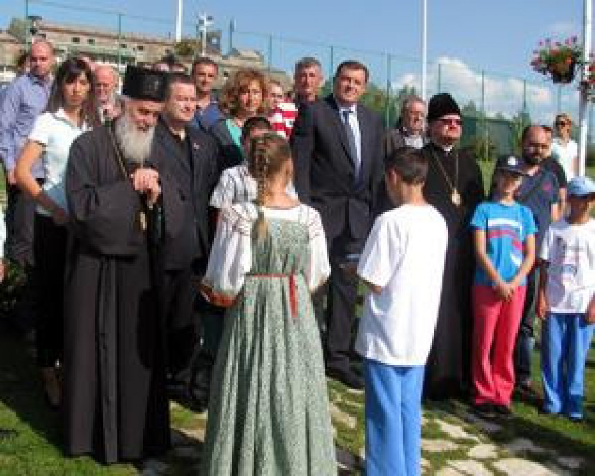 Додик, Дачић и патријарх Иринеј у кампу "Наша Србија"