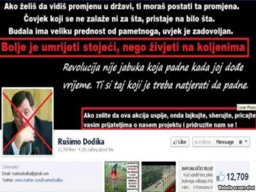 Hapšenje zbog fejsbuka "Rušimo Dodika "