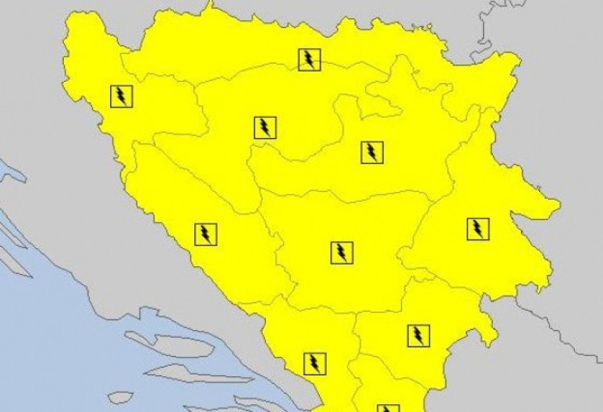Danas pljuskovi, grmljavina i grad - izdat žuti meteoalarm