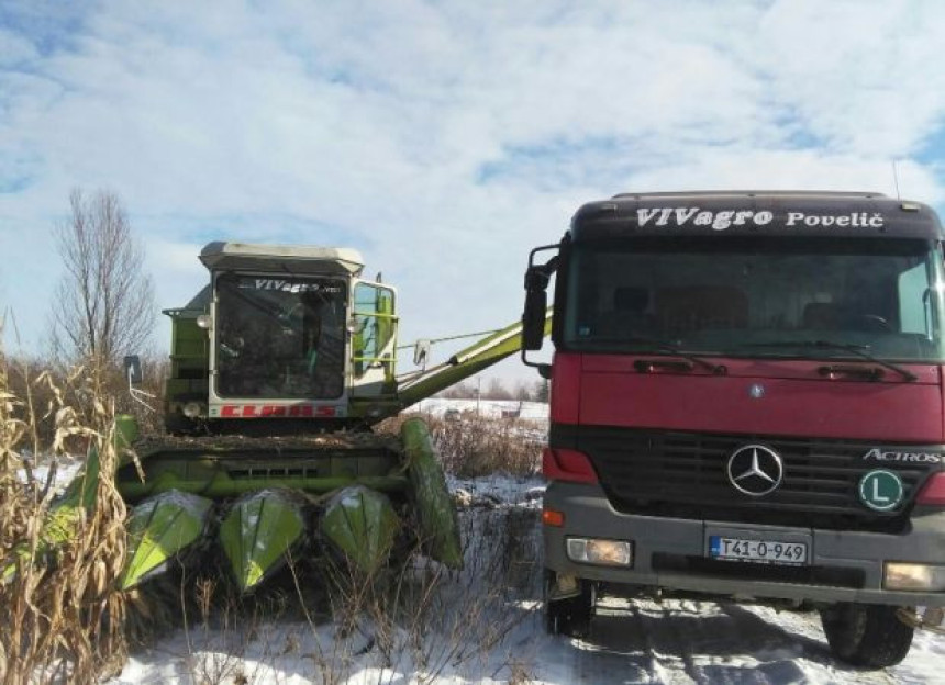 Srbac: Novogodišnja berba kukuruza