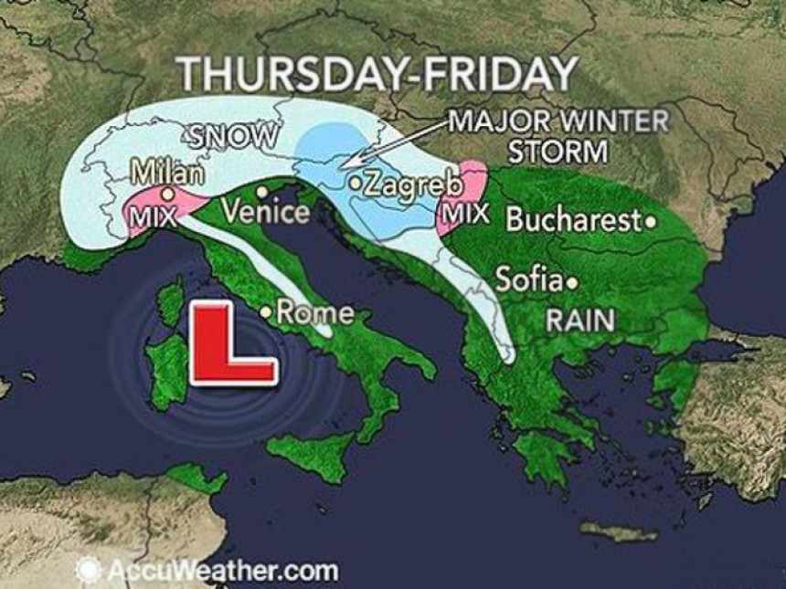 Јака снијежна олуја приблизава се Словенији, Хрватској и БиХ