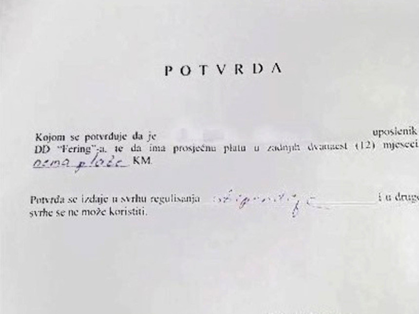 Добио потврду: Ради, али плате нема