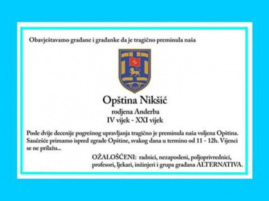Nikšić oblijepljen čituljama opštini!