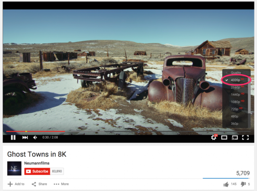 YouTube sada podržava 8K video