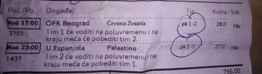 Тикет "ОФК - Звезда, из кеца у двојку" је био - шала?!