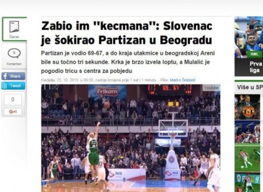 Kompleksi! Hrvati se naslađuju porazom Partizana!