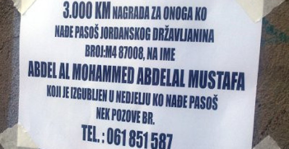 Nudi 3000 KM za ukradeni pasoš