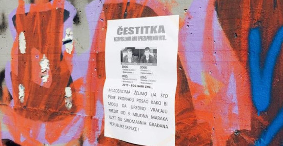 "Čestitka" Dodiku od nezaposlene omladine
