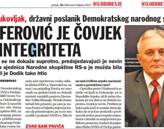 Vukovljak : "Svako je nevin dok se ne dokaže suprotno"