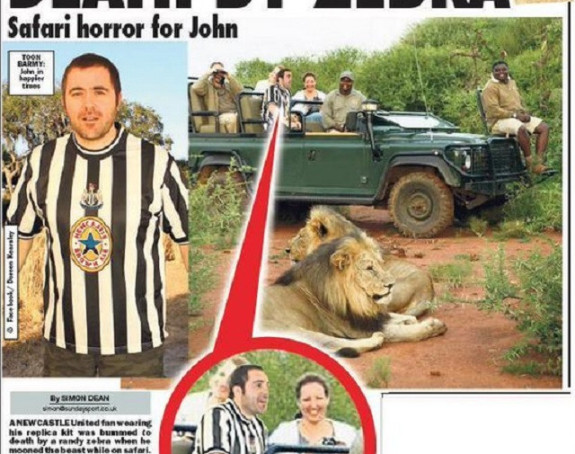 Zebra silovala navijača Njukasla!!!