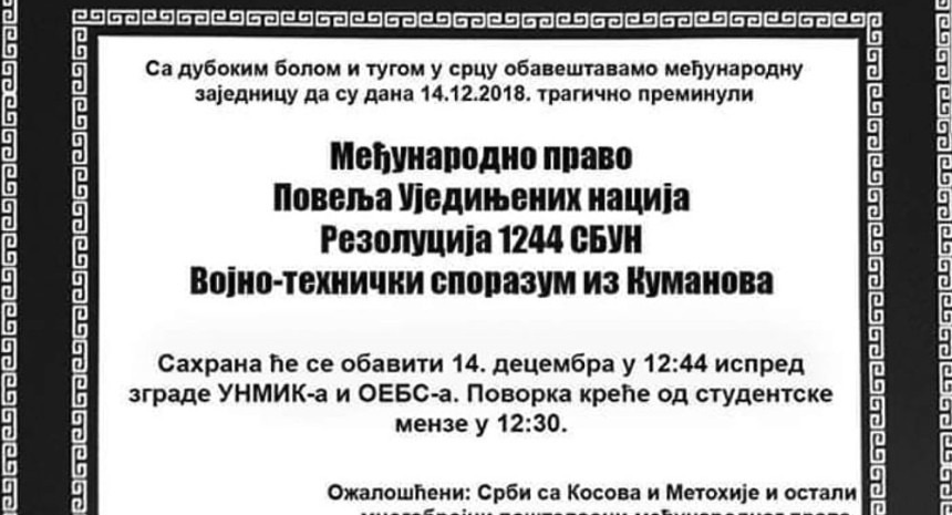 Studenti sahranili Rezoluciju UN-a 