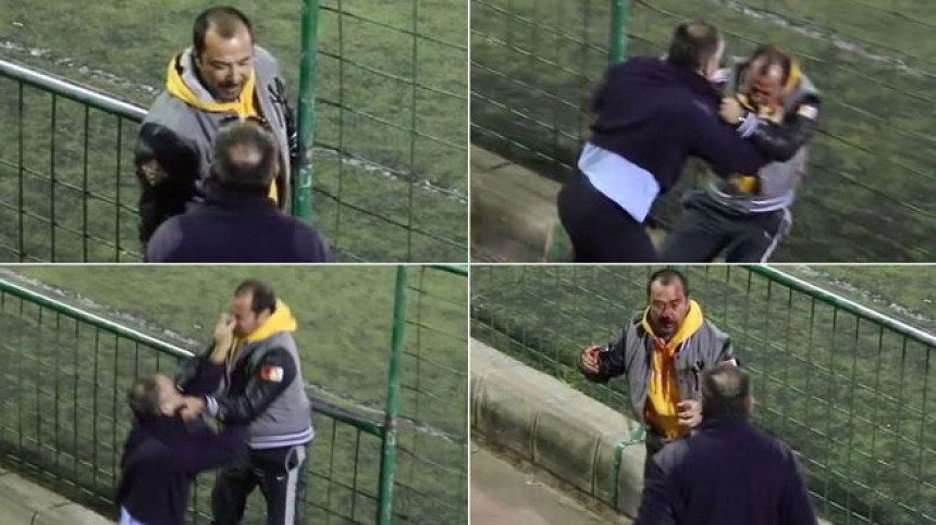 Video: Klinci igraju fudbal, dok se očevi biju!