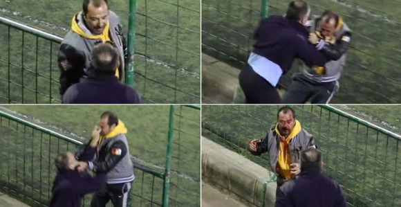 Video: Klinci igraju fudbal, dok se očevi biju!