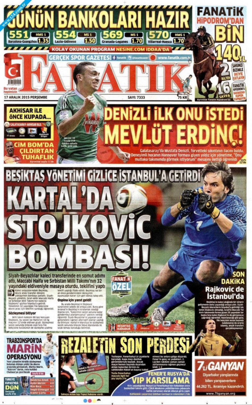 Turci posvetili naslovnu "BOMBI" Stojkoviću!